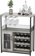 3-Tier Wine Bar Cabinet with Detachable Wine Rack and Storage Space, Buffet Cabinet with Glass Holder and Mesh Door, for Kitchen, Living Room and Bar .Rustic Brown.