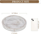 Candle Plate Holder Tray: Round White Wood Decorative Tray Decor - Rustic Farmhouse CoffeeTable Decor - Tealight Pillar Trays for Home Decor
