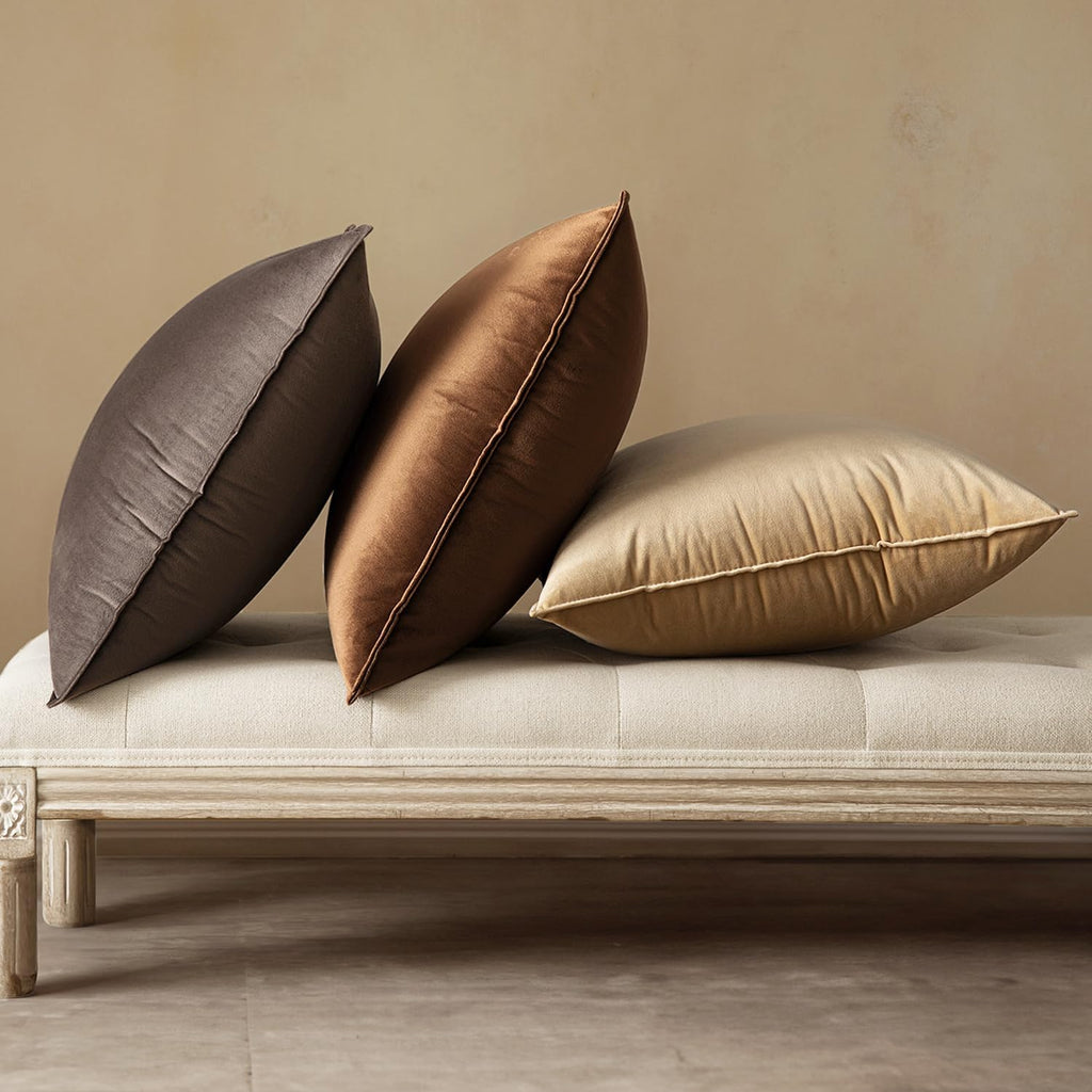 MIULEE Brown Velvet Throw Pillow Covers 20x20 Soft Decorative Solid Square Cushion Cases Pack of 2 Modern Luxury Home Decor for Couch, Sofa, Bedroom