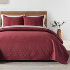 HOME Quilt Set Queen Size Navy Blue, Classic Geometric Diamond Stitched Pattern, Ultra Soft Microfiber Lightweight Bedding Bedspread Coverlet for All Season with 1 Quilt 2 Pillow Shams