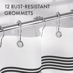 Shower Curtain, Washable Cloth Black Shower Curtain Sets with 12 Shower Curtain Hooks, Fabric Rustic Black and White Striped Curtain, Farmhouse Bathroom Curtains, 72x72 Inches