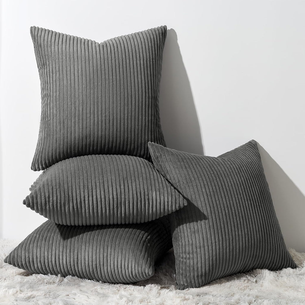 Throw Pillow Covers Cushion Cases, Set of 4 Soft Velvet Modern Double-Sided Designs, Mix and Match for Boho Farmhouse Fall Home Decor (18x18 inch, Orange/Teal)