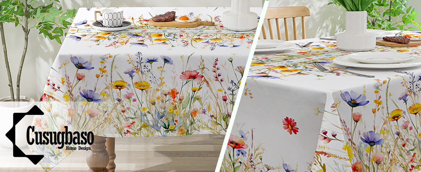 Spring Tablecloth 60x84 Inch for Rectangle Tables - Blooming Flower Spring Decorations for Home - Water Resistant Flower Table Cloth for Party,Table