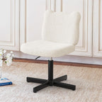 Adjustable Vanity Stool Chair with Girly Bear Ear Wide Back, 360° Swivel Vanity Stool for Makeup Room, Upholstered Teddy Velvet Ottoman for Teen Girls, 350lbs, Beige