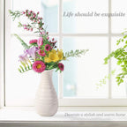 Vase for Flowers, Ceramic Look Plastic Vase for Home Decor, Living Room, Table (Seashell White)