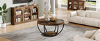 Tribesigns Round Coffee Table, 31.7" Wooden 2-Tier Circle Coffee Table with Storage Shelves, Modern Accent Cocktail Table Center Table for Living Room, Rustic Brown