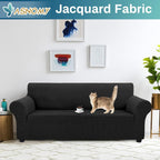Couch Covers for 3 Cushion Couch Sofa Pet Friendly, 3 Seater Sofa Cover Washable Slipcovers Protector Furniture Covers for Dogs Spandex Jacquard Fabric Small Checks（Large，Black）