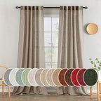 Natural White Linen Curtains 84 Inch Long for Bedroom Living Room, Soft Thick Linen Textured Window Drapes Semi Sheer Light Filtering Rod Pocket Back Tab Neutral Farmhouse Cream Ivory 2 Panels