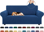 Stretch Sofa Cover Slipcover ，Couch Covers for 3 Cushion Couch Sofa pet Friendly (78"-94") Furniture Protector Sofa with Elastic Bottom for Kids,Dog, Jacquard Small Checked(Large,Black)