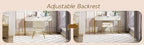 Vanity Chair with Storage, Comfy Ottoman with Folding Back, Faux Fur Vanity Stool with 4 Metal Legs for Make Up, Furry Padded Seat with Anti-Slip Feet for Bedroom Dressing Room