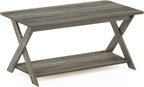 Furinno Modern Simplistic Criss-Crossed Coffee Table, 35.4 in x 19.6 in x 16 in, French Oak Grey