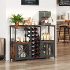 Mini Bars for Home, Wooden Coffee Bar Cabinet, Modern Liquor Cabinet for Liquor and Glasses, Farmhouse Buffet Wine Cabinet with Storage Sideboard for Home Kitchen Dining Room