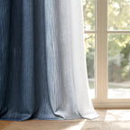Ombre 100% Blackout Curtains, Navy Blue and Greyish White Full Room Darkening Thermal Insulated 84 Inches Long Drapes for Bedroom/Living Room Grommet Window Treatments Modern 52Wx84L, Set of 2