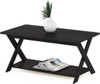 Furinno Modern Simplistic Criss-Crossed Coffee Table, 35.4 in x 19.6 in x 16 in, French Oak Grey