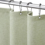 Shower Curtain Beige, Fabric Boho Farmhouse Shower Curtains for Bathroom Cream Cotton Natural Cloth Liner Set 72" W x 72" L