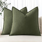 MIULEE Decorative Linen Euro Sham Pillow Covers 24x24 Natural Beige Boho Farmhouse Neutral Couch Throw Pillows for Bed Pack of 2 Accent Modern Pillowcase Sofa Livingroom Home Decor