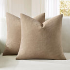 Olive Green Couch Pillow Covers 18x18 Inch, Set of 2 Soft Chenille Decorative Square Throw Pillow Covers Farmhouse for Sofa Living Room Bed