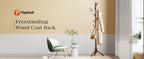 Sturdy Wooden Coat Tree with 8 Hooks, 3 Adjustable Sizes for Clothes, Hat Stand Used in Bedroom/Office/Entryway, Brown