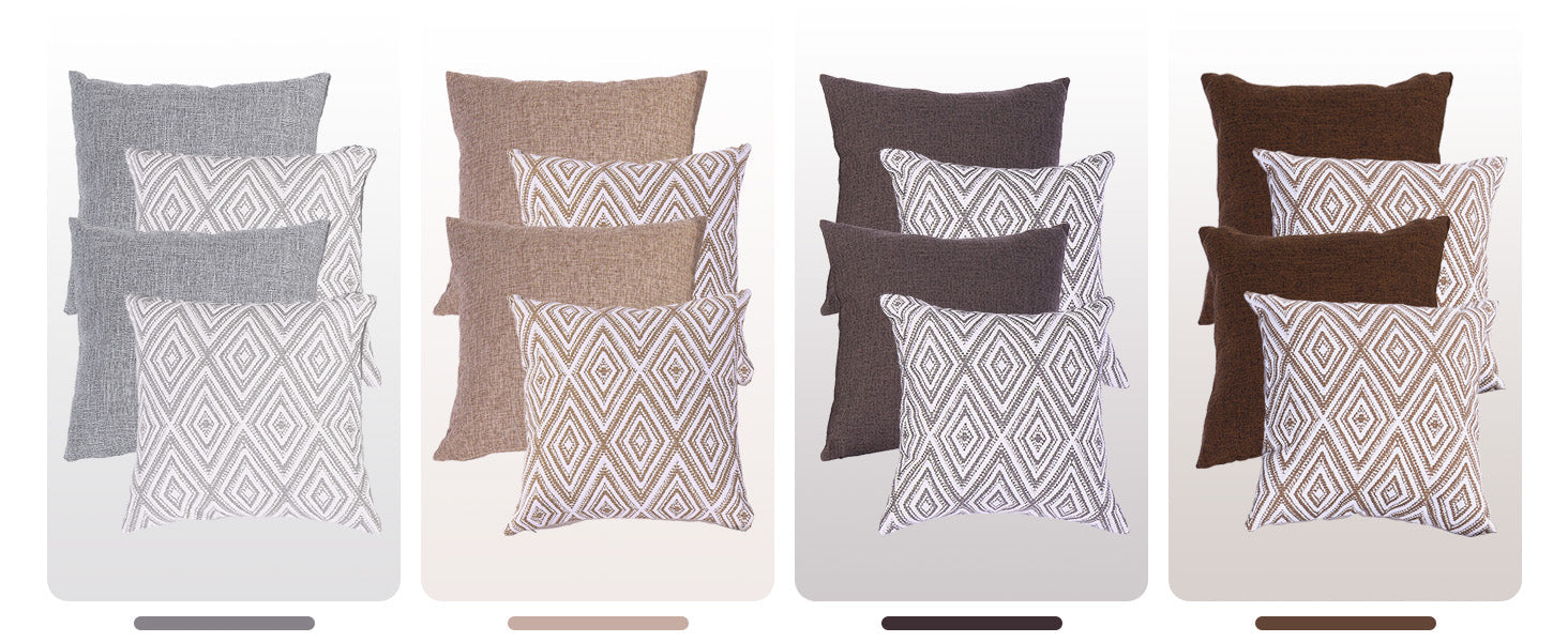 HPUK Decorative Throw Pillow Covers Set of 4 Square Couch Pillows Linen Cushion Cover for Couch Sofa Living Room, 18"x18" inches, Blue