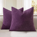 Olive Green Couch Pillow Covers 18x18 Inch, Set of 2 Soft Chenille Decorative Square Throw Pillow Covers Farmhouse for Sofa Living Room Bed