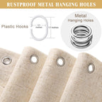 Shower Curtain Beige, Fabric Boho Farmhouse Shower Curtains for Bathroom Cream Cotton Natural Cloth Liner Set 72" W x 72" L
