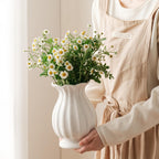 White Ceramic Vase, 7.8 Inch Flower Vase Home Decor Modern Decorative Vases for Bouquet, Unique Vases for Farmhouse Living Room Cabinet Table Centerpieces Wedding Decorations