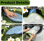 Pond Floral Microfiber Bathroom Rugs 28''x13'', Green Garden Flower Soft Absorbent Bath Mat Non-Slip Rubber Backing, Spring Summer Washable Bath Rug for Shower Floor Bathtub Bedroom Home Decor