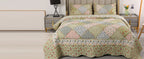 Blue Floral Patchwork Quilt Set, Full Queen Size, 3 Piece Bedding Set with 2 Pillowcases | Blue Patchwork Quilt, Queen Size Bedspread, Reversible Quilt Set, Floral Quilt Set, Patchwork Quilt Set, Queen Comforter Set