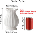 White Ceramic Vase, 7.8 Inch Flower Vase Home Decor Modern Decorative Vases for Bouquet, Unique Vases for Farmhouse Living Room Cabinet Table Centerpieces Wedding Decorations