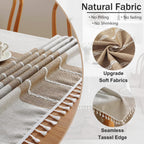 Tablecloths for Rectangle Tables, Cotton Linen Table Cloth Waterproof Tablecloth Wrinkle Free Farmhouse Dining Tables Cover, Soft Fabric Table Cloths with Tassels, Brown, 55" X 70", 4-6 Seats