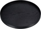 Wood Serving Tray 8 Inch, Round Decorative Platter for Home Decor Kitchen Table Candle Holder, Black