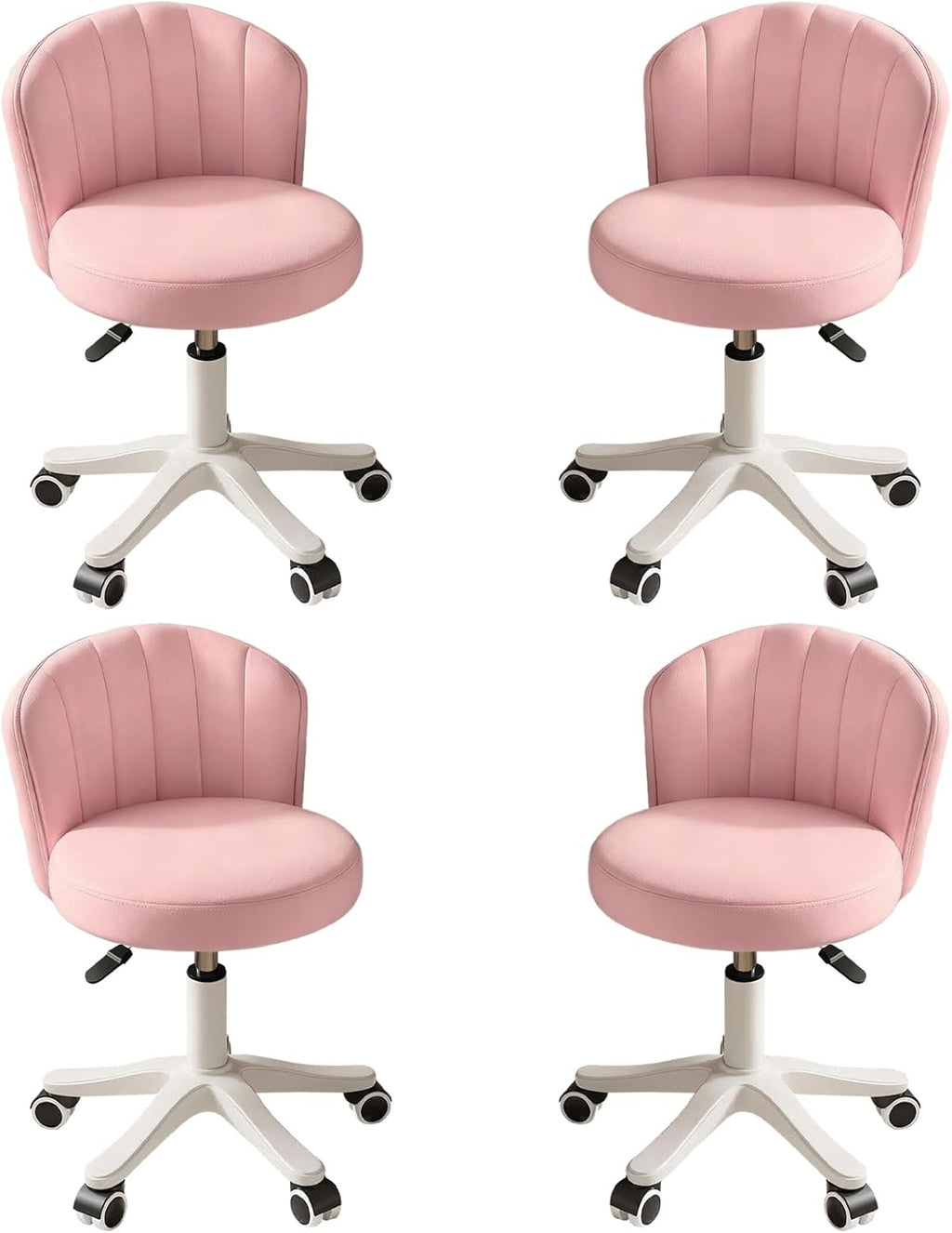 Small Round Rolling Desk Chair Armless Comfy Vanity Computer Chair Height Adjustable Swivel Work Spa Chair