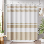 Shower Curtain, Washable Cloth Black Shower Curtain Sets with 12 Shower Curtain Hooks, Fabric Rustic Black and White Striped Curtain, Farmhouse Bathroom Curtains, 72x72 Inches