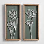 3D Floral Green Wall Art (Set of 2) Lightweight, Wooden Ready-to-Hang Boho Framed Wall Art for Bathroom, Bedroom, Living Room or Office – Premium Sage Green Farmhouse Decor – Gift-Boxed