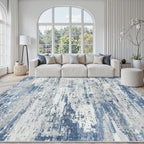 Area Rug Living Room Rugs: 5x7 Large Soft Indoor Carpet Modern Abstract Rug with Non Slip Rubber Backing for Under Dining Table Nursery Home Office Bedroom White Gray Blue