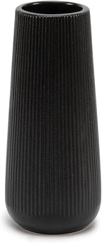 Ceramic Vase for Flower, Matte Black Ribbed Ceramic Vase for Home Decor, Nordic Minimalist Vase for Pampas Grass, Flowers Vases for Kitchen, Living Room, Bedroom, Office, Shelf Table (White)