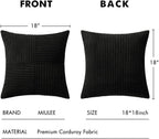 MIULEE Black Decorative Throw Pillow Covers 18x18 Inch for Couch Bed Sofa Pack of 2 Boho Farmhouse Throw Pillows Soft Cross Corduroy Patchwork Textured Cushion Cases