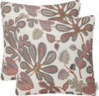 Mika Home Set of 2 Jacquard Tropical Leaf Pattern Oblong Throw Pillow Covers Accent Pillowcase 12X20 Inches,Blue Cream