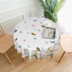 Spring Tablecloth 60 x 60 Inch Round Watercolor Flowers Table Cover Waterproof Wipeable Reusable for Kitchen Restaurant Home Parties Season Decor