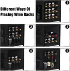 GAOMON Coffee Wine Bar Cabinet with Storage and Detachable Rack, Farmhouse Sideboard and Buffet Cabinet with Glass Holder and Mesh Door, Liquor Coffee Bar Cupboard, Black