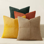 MIULEE Teal Orange Decorative Throw Pillow Covers 18x18 Inch Set of 4 Boho Corduroy Striped Cushion Cases Modern Farmhouse Patchwork Pillow Cases for Couch Sofa Bedroom Home Decor