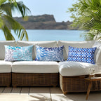 Outdoor Pillows, Pack of 2 12x20 Lumbar Pillows Water Resistant Decorative Throw Pillows for Couch, Sofa and Patio Furniture(Blue)