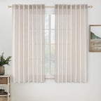 Natural White Linen Curtains 84 Inch Long for Bedroom Living Room, Soft Thick Linen Textured Window Drapes Semi Sheer Light Filtering Rod Pocket Back Tab Neutral Farmhouse Cream Ivory 2 Panels