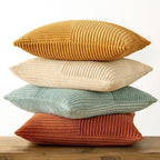Teal Orange Decorative Throw Pillow Covers 18x18 Inch Set of 4 Boho Corduroy Striped Cushion Cases Modern Farmhouse Patchwork Pillow Cases for Couch Sofa Bedroom Home Decor