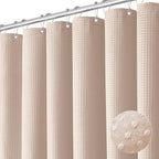 Dynamene Sage Green Shower Curtain - Waffle Textured Heavy Duty Thick Fabric Shower Curtains for Bathroom, 256GSM Luxury Weighted Polyester Cloth Bath Curtain Set with 12 Plastic Hooks，72Wx72H,Green