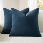Olive Green Couch Pillow Covers 18x18 Inch, Set of 2 Soft Chenille Decorative Square Throw Pillow Covers Farmhouse for Sofa Living Room Bed