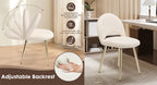 Vanity Chair with Adjustable Backrest, Boucle Upholstery Armless Makeup Stool, Cream White Sherpa Vanity Stool with Gold Metal Legs for Bedroom Living Room Kitchen Dinning Room (Gold and White)