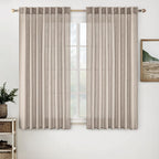 Natural White Linen Curtains 84 Inch Long for Bedroom Living Room, Soft Thick Linen Textured Window Drapes Semi Sheer Light Filtering Rod Pocket Back Tab Neutral Farmhouse Cream Ivory 2 Panels