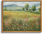 Framed Canvas Wall Art,Vintage Decor,Landscape Nature Country Wildflower Paintings Farmhouse Pictures Modern Artwork Rustic Fall Flower Prints Cottagecore Office Living Room Bedroom Bathroom
