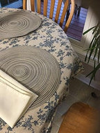 Pastoral Round Tablecloth - 60 Inch Dia. Table Cloth - Washable Table Cover with Dust-Proof Wrinkle Resistant for Restaurant, Picnic, Indoor and Outdoor Dining, Floral (Dark Blue)